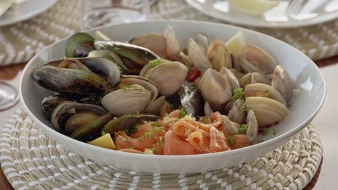 Bowl of Seafood Stock Footage 82549704