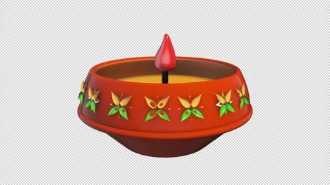 Bowl shaped object with yellow interior and orange flame Stock Footage 308021138