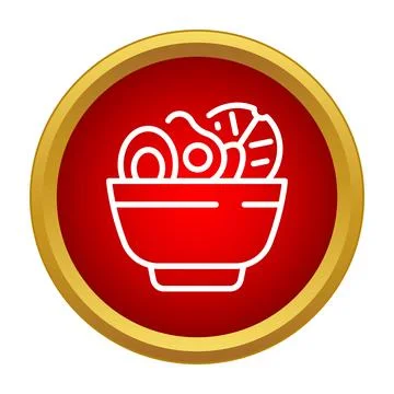 Bowl of soup with egg and lime simple icon Stock Illustration