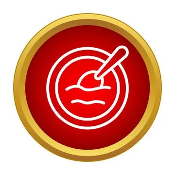 Bowl of soup with spoon inside icon Stock Illustration