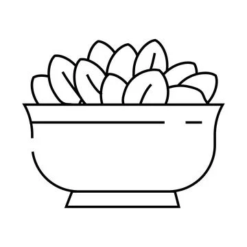 Bowl spinach line icon vector illustration Stock Illustration