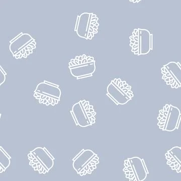 Bowl spinach line vector seamless pattern Stock Illustration
