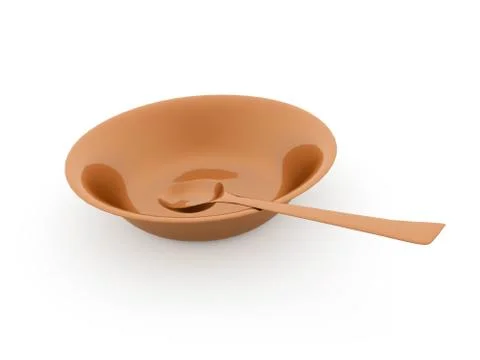 Bowl with spoon rendered Stock Illustration