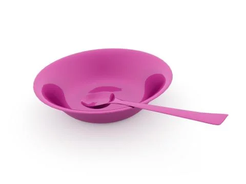 Bowl with spoon rendered Stock Illustration