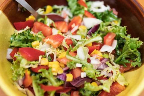 Bowl with spring salad Stock Photos