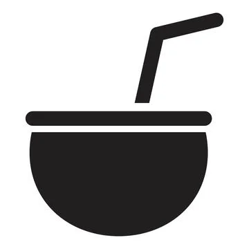 Bowl with straw icon vector design template in black color isolated sign on w Stock Illustration