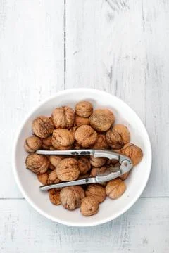 A bowl of walnuts Stock Photos