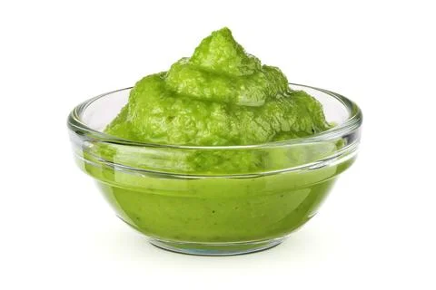 Bowl with wasabi isolated on white Stock Illustration