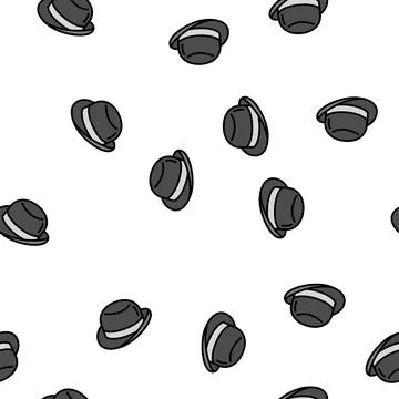 Bowler hat cap vector seamless pattern Stock Illustration