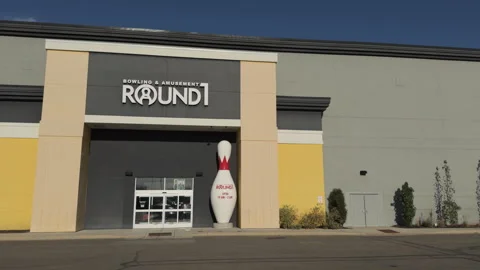 Bowling and Amusement Round1 arcade exterior Beavercreek 4k Stock Footage 285340584