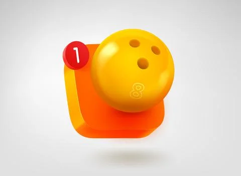 Bowling app button concept. 3d vector mobile application icon Stock Illustration