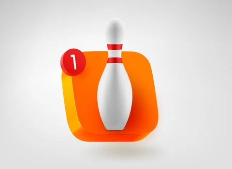 Bowling app button concept. 3d vector mobile application icon Stock Illustration
