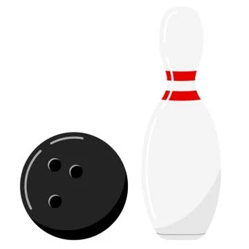Bowling ball and pin vector icon set isolated on white background. Stock Illustration