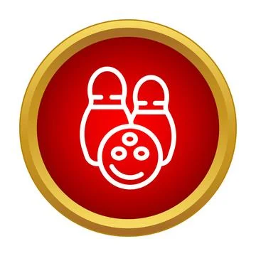 Bowling ball and pins flat button icon 스톡 일러스트