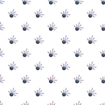 Bowling ball and pins repeating pattern background design Stock Illustration