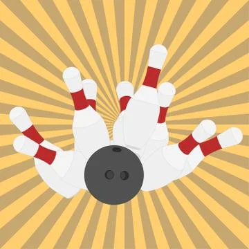 Bowling ball and pins - vector Stock Illustration