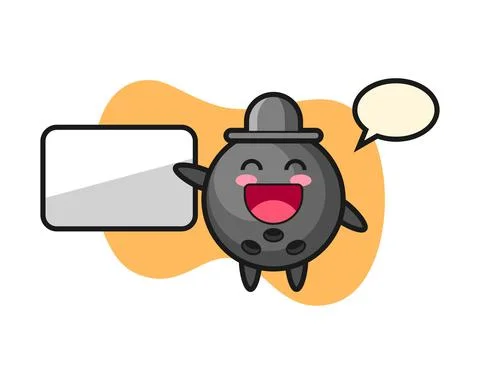 Bowling ball cartoon doing a presentation Stock Illustration