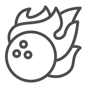 Bowling ball in fire flame line icon, bowling concept, sport comet sign on white Stock Illustration