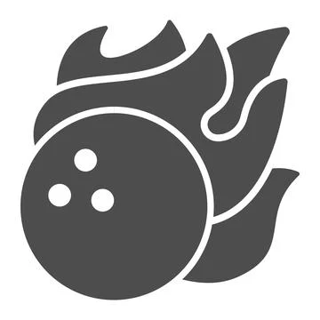 Bowling ball in fire flame solid icon, bowling concept, sport comet sign on イラスト素材