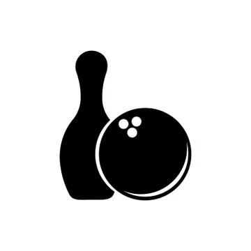 Bowling ball icon vector in black on an isolated white background. EPS 10. Stock Illustration