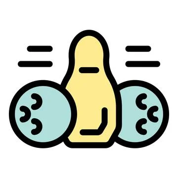 Bowling ball knocking down bowling pin in fast motion 库存插图