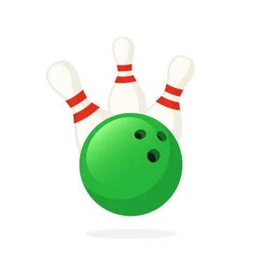Bowling ball knocks down pins Stock Illustration