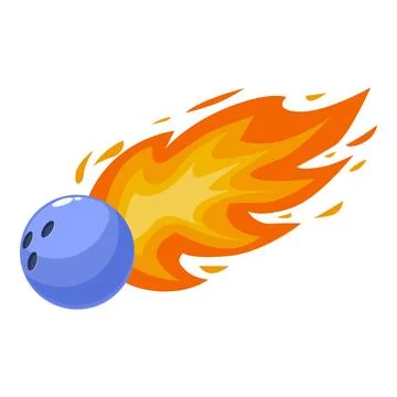 Bowling ball leaving a trail of fire burning through the air Stock Illustration