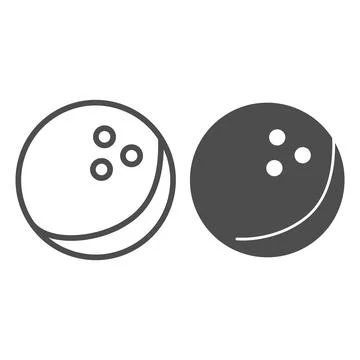 Bowling ball line and solid icon, bowling concept, Bowling game sign on white イラスト素材