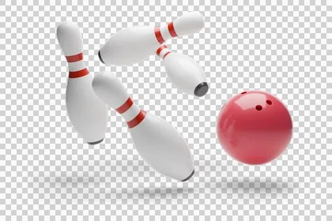 Bowling ball making a strike isolated on white background. 3D illustration. Stock Illustration