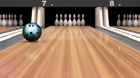 Bowling Ball Missing into the Pins on Wooden Lane Stock Footage