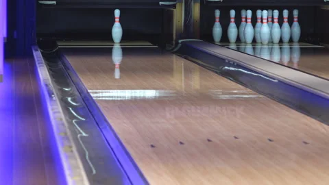 Bowling ball missing the target ninepin losing the game Video stock 260377617