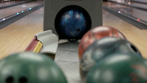 Bowling Ball out of Ball Return Stock Footage 83430740