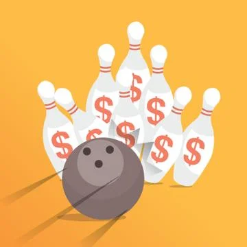 Bowling Ball With Pins Illustrazione stock