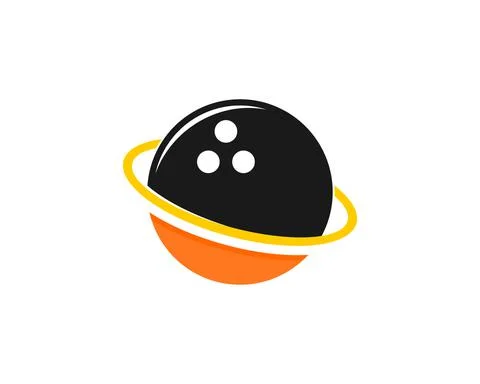 Bowling ball with planet shape logo Stock Illustration