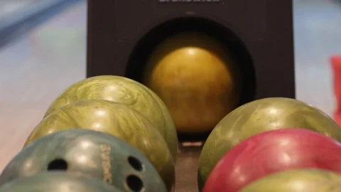 Bowling Ball Return Closeup Stock Footage 122599099