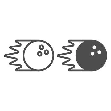 Bowling ball rolling at speed line and solid icon, bowling concept, bowling Stock Illustration
