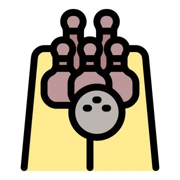 Bowling ball rolling towards pins on bowling lane Stock Illustration
