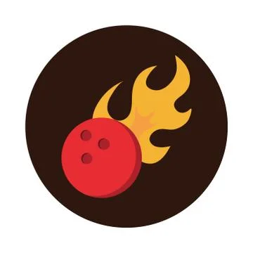 Bowling ball with simple flames game recreational sport block flat icon design Stock Illustration