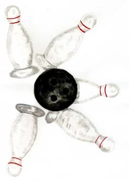 Bowling Ball Sketch Stock Illustration