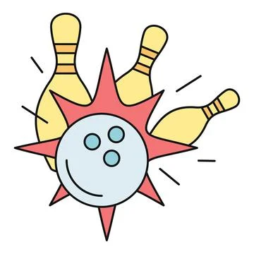 Bowling ball striking pins achieving a strike success Stock Illustration
