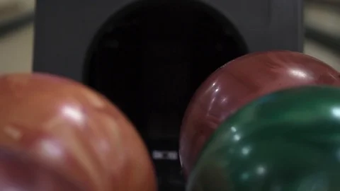 Bowling balls are returned Stock Footage 99044289