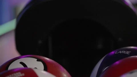 Bowling balls coming out on the return machine Stock Footage 285435724