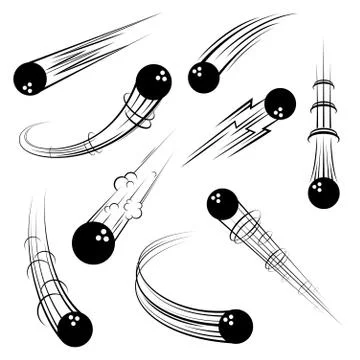 Bowling balls movement path set Stock Illustration