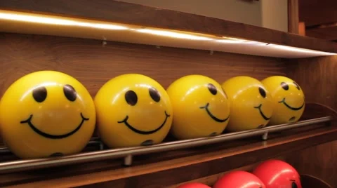 Bowling balls smiley happy Video stock 48825498