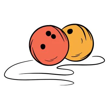 Bowling balls. Two balls. Required for bowling. Bowling Club. Cartoon style. Stock Illustration