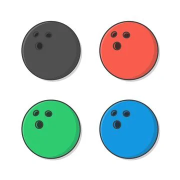 Bowling Balls Vector Icon Illustration. Set Of Bowling Ball Flat Icon 스톡 일러스트
