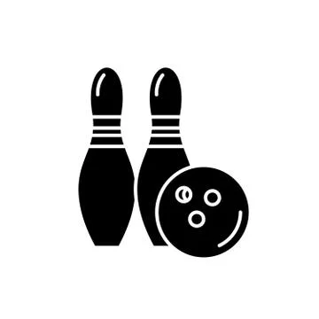 Bowling black icon, vector sign on isolated background. Bowling concept symbol Stock Illustration