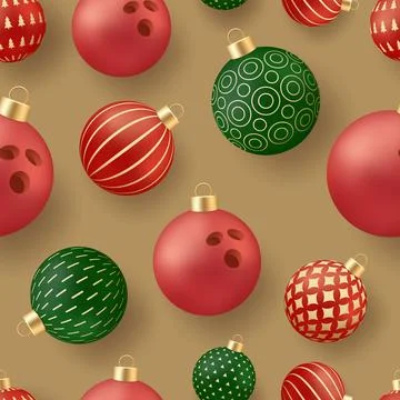Bowling christmas. Creative Festive Pattern of Red and Green Christmas Orna.. Stock Illustration