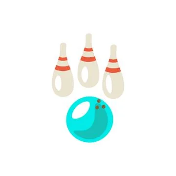 Bowling cute cartoon vector icon illustration. Bowling ball and bowling skittle Stock Illustration