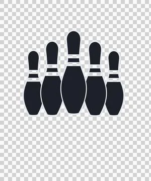 Bowling Five Black Pins Arranged In A Symmetrical standing 库存插图